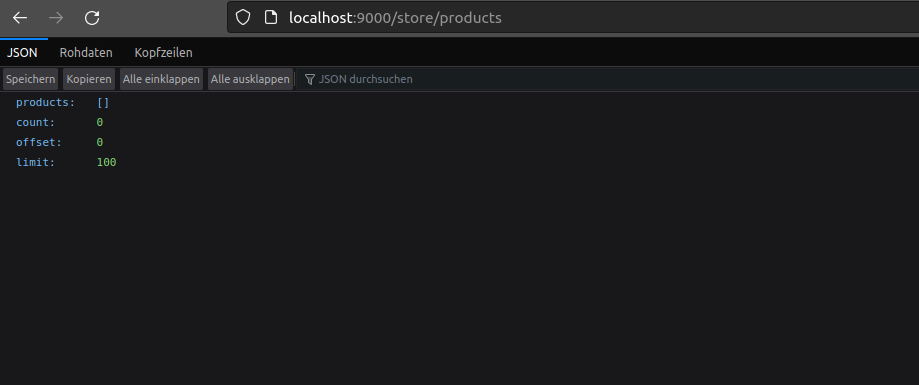 Der Medusa store endpoint