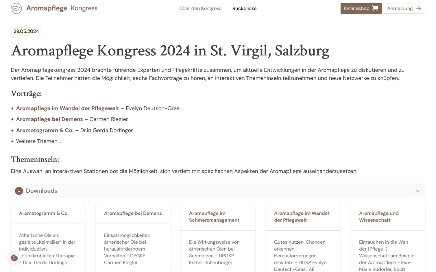 Aromapflege Kongress Website