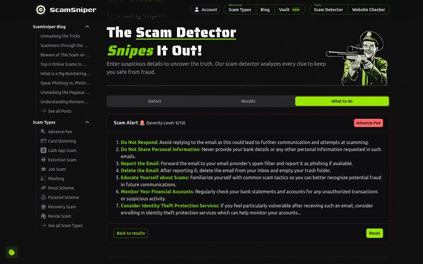 Scam Detector recommendations